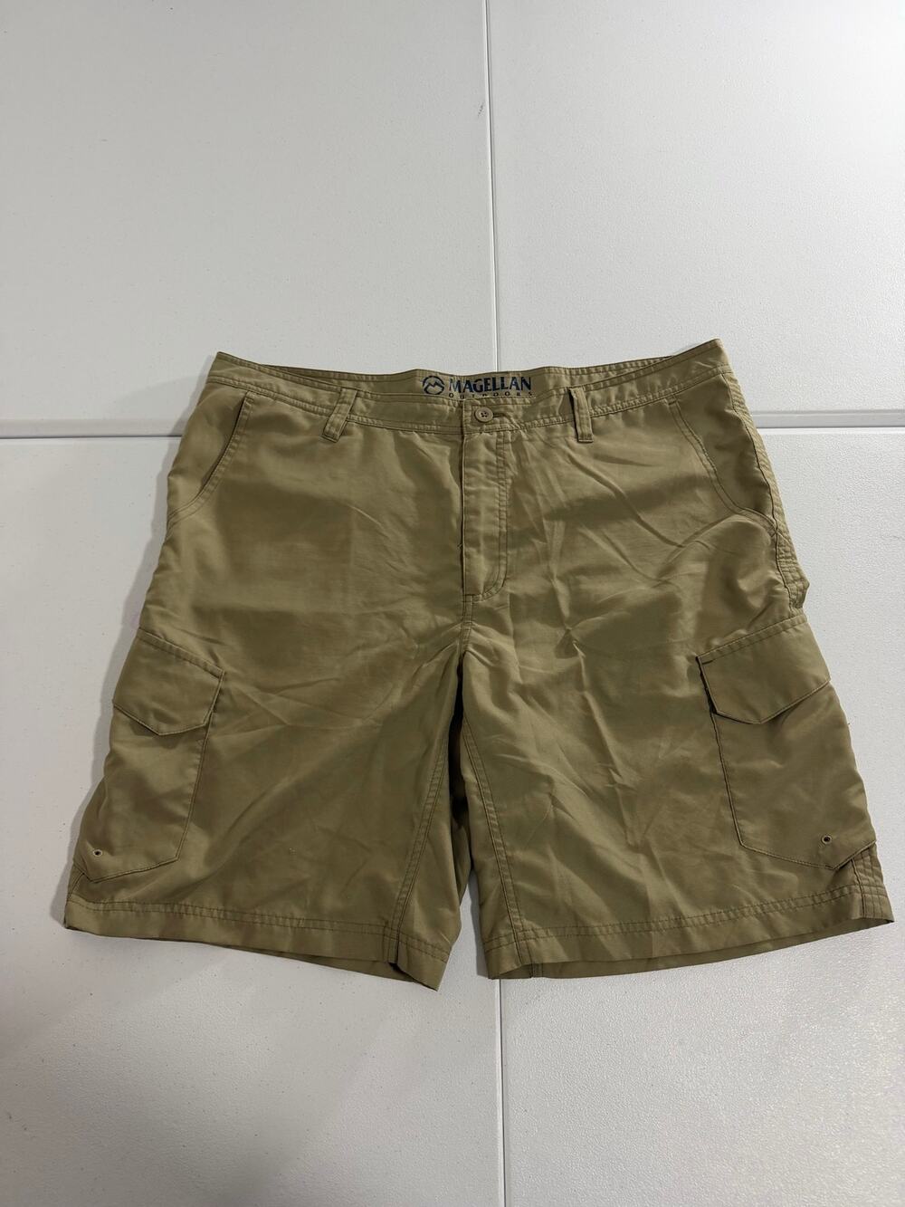 Lot of 2 Magellan Outdoors Mens Cargo Shorts Size 40 Khaki Olive Fishing Hiking